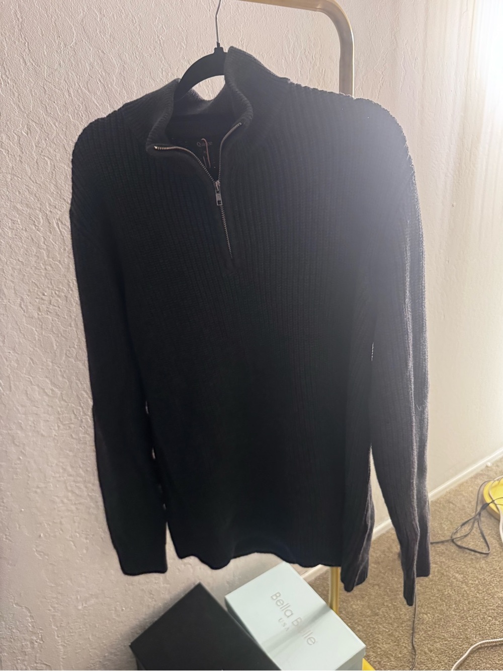 Quince Men's Zip-Front Ribbed Sweater - quarter zipped charcoal XL - Picture 5 of 6